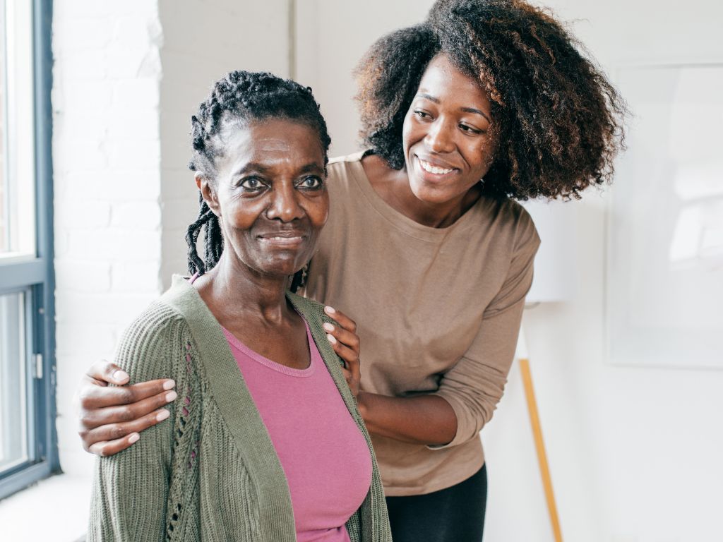 Compassionate Dementia Care at Home in Temple Terrace Caregiver providing compassionate dementia care and emotional support to a senior woman in Temple Terrace