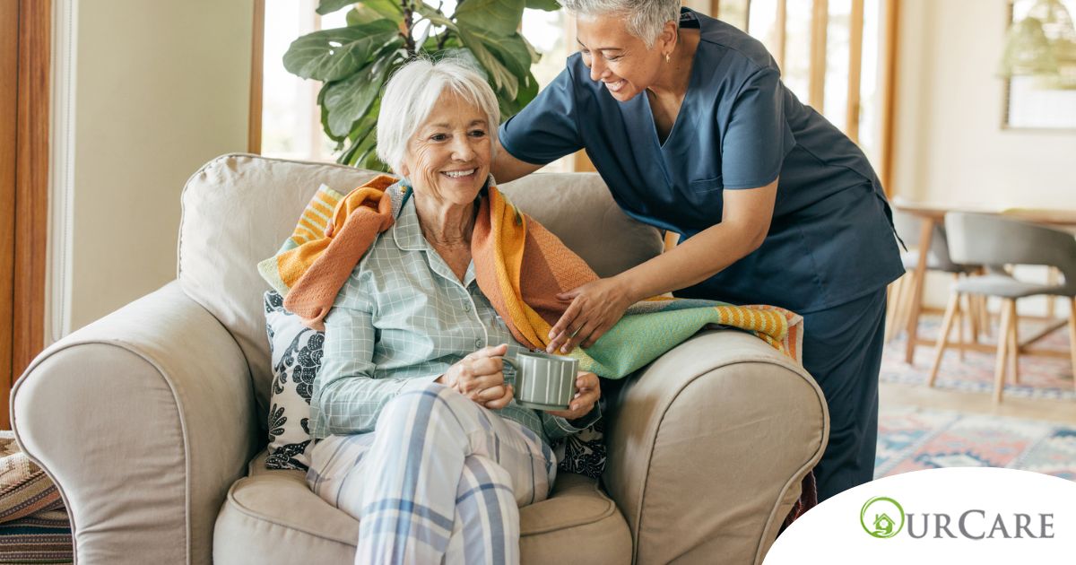 An aide provides home health care support for chronic conditions